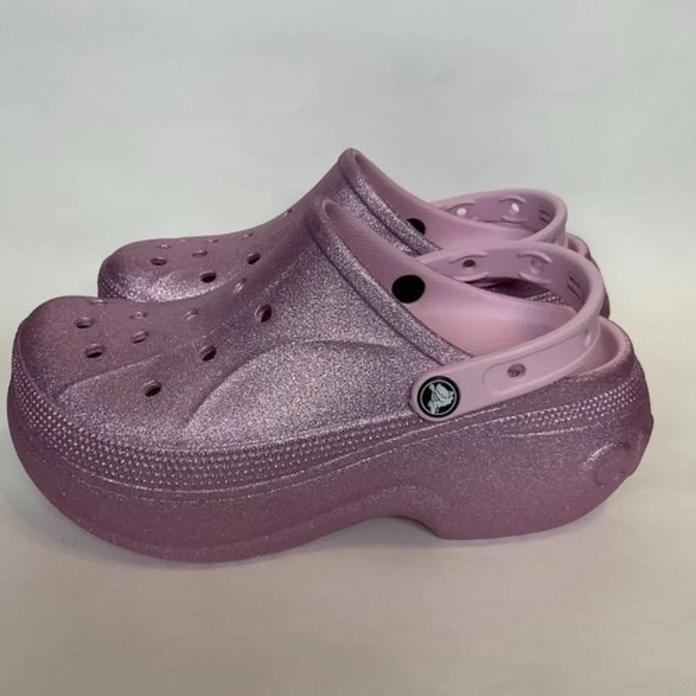 NWOB Crocs Pink Bella Glitter Clog Ballerina Wedge Sandals Unisex‎ M7/W9 China
